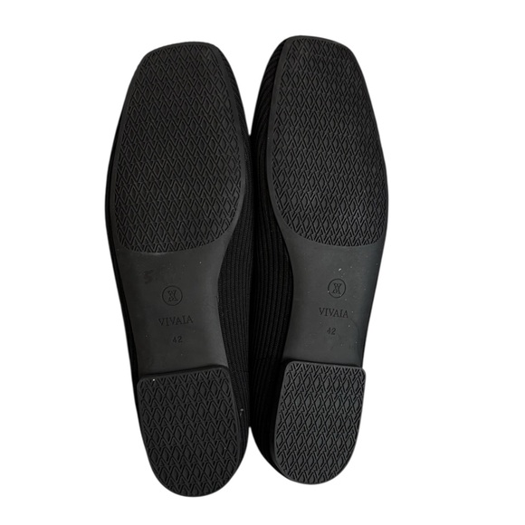 VIVAIA Square-Toe V-Cut Flats Margot 2.0 Black Ribbed Ballet Flats Shoes Size 42 - Picture 14 of 15